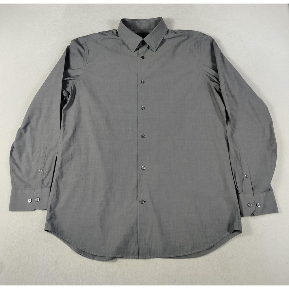 Banana Republic Dress Shirt Mens Large 16-16.5 Gray Long Sleeve Slim Fit Stretch